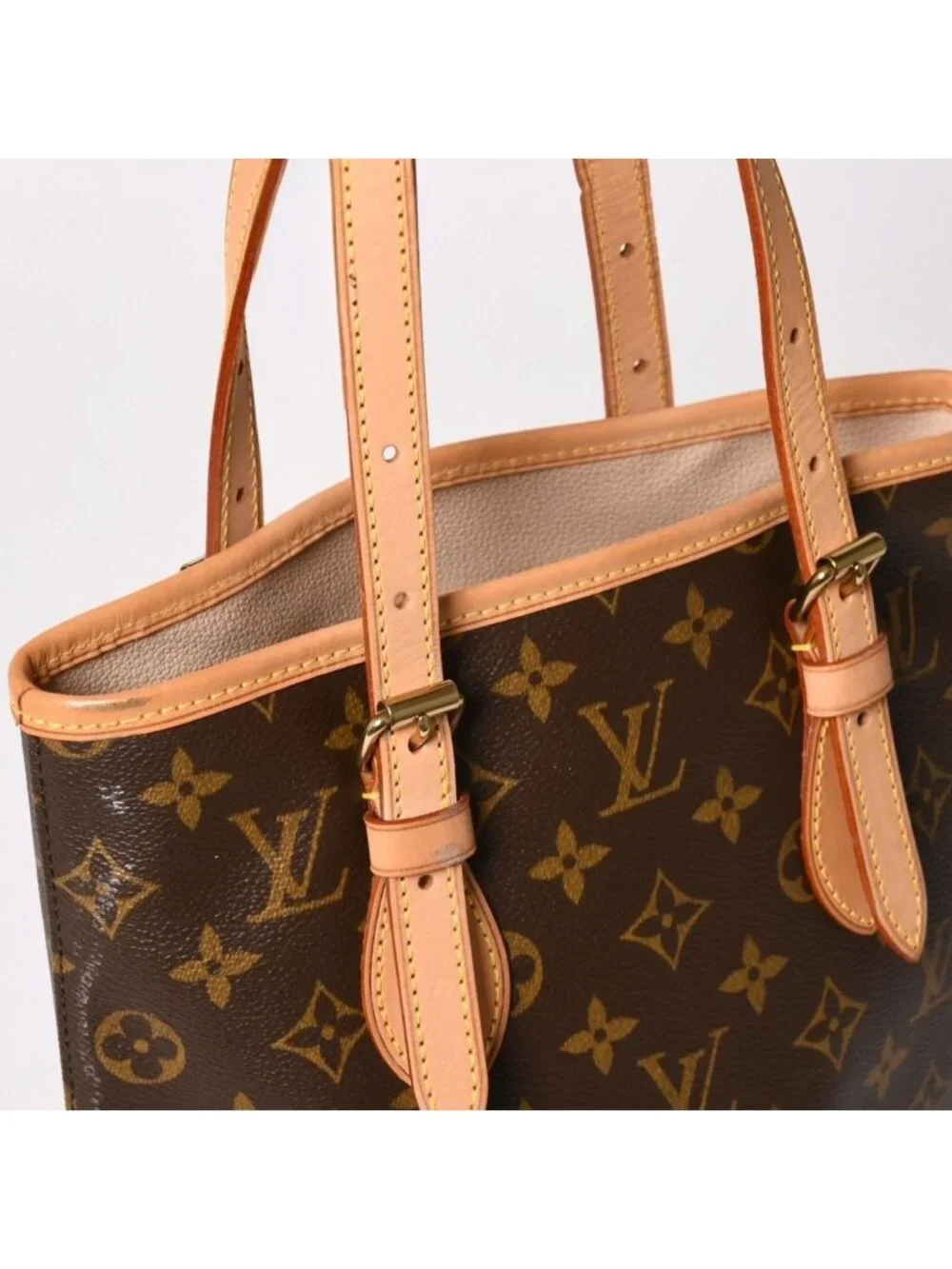 Louis Vuitton Bucket PM Handbag Monogram Brown Leather Gold